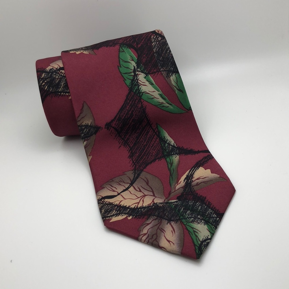 ADOLFO VTG All Silk Tie Foliage Pattern